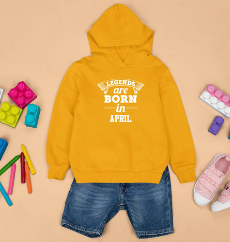 Legends are Born in April Kids Hoodie for Boy/Girl-1-2 Years(24 Inches)-Mustard Yellow-Ektarfa.online