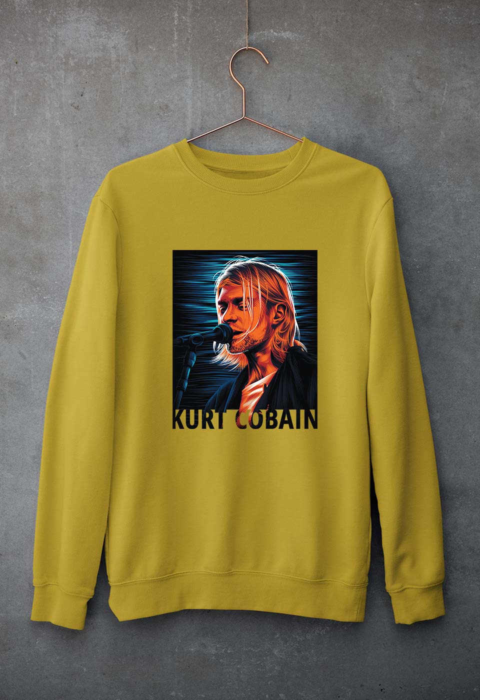 Kurt Cobain Unisex Sweatshirt for Men/Women-Mustard Yellow-Ektarfa.online