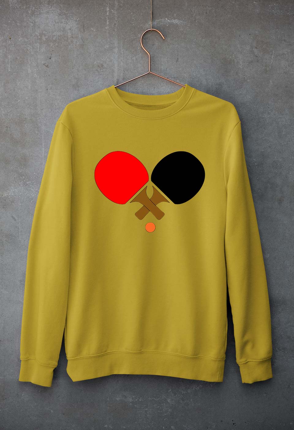 Table Tennie (TT) Unisex Sweatshirt for Men/Women-Mustard Yellow-Ektarfa.online
