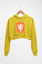 Load image into Gallery viewer, Netherlands Football Crop HOODIE FOR WOMEN-Mustard Yellow-Ektarfa.online

