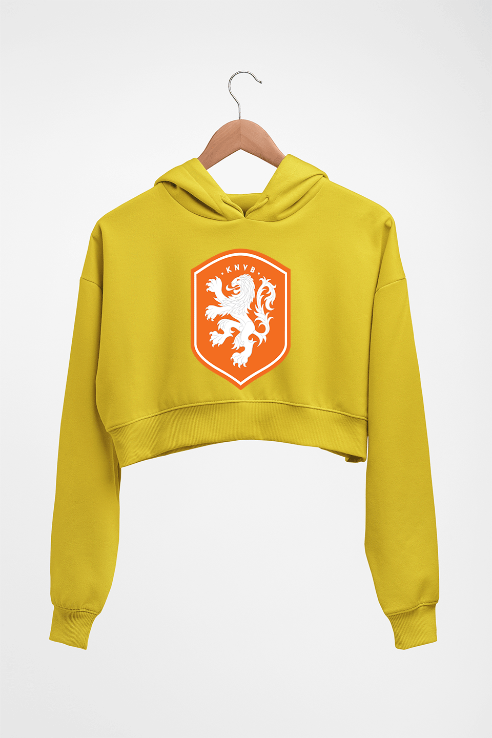 Netherlands Football Crop HOODIE FOR WOMEN-Mustard Yellow-Ektarfa.online
