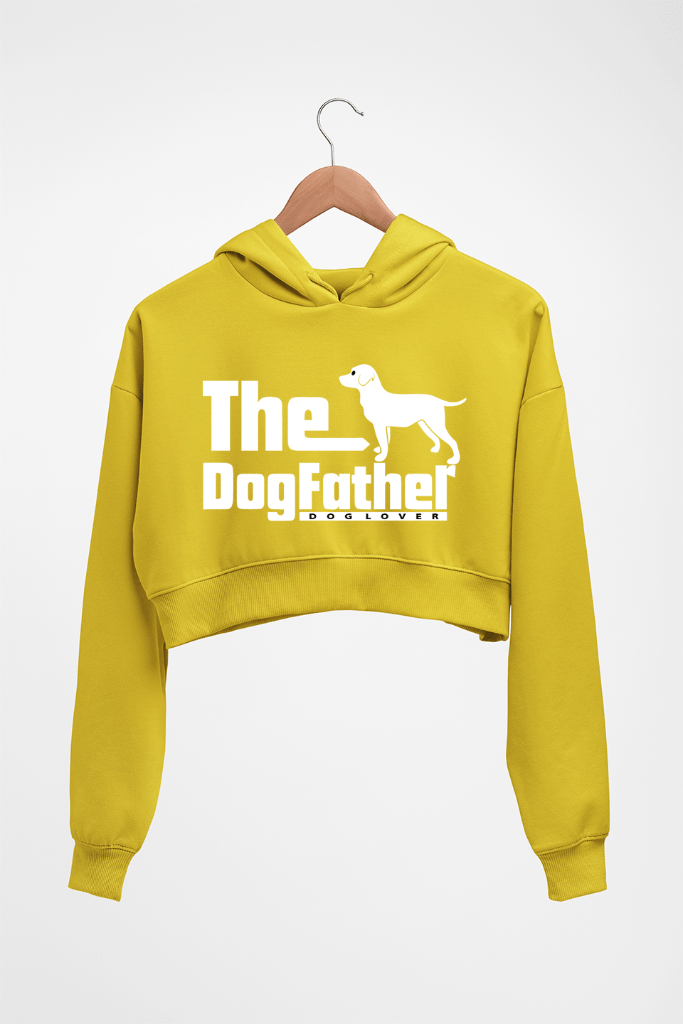 Dog Father Crop HOODIE FOR WOMEN-Mustard Yellow-Ektarfa.online