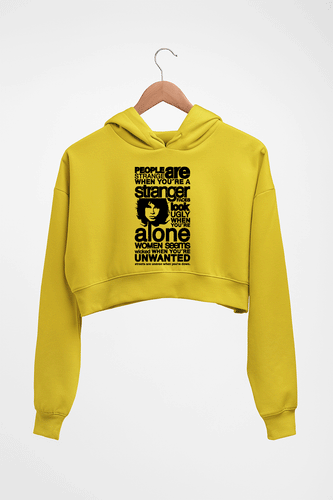 Jim Morrison Crop HOODIE FOR WOMEN-Mustard Yellow-Ektarfa.online