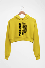 Load image into Gallery viewer, Savage Lion Crop HOODIE FOR WOMEN-Mustard yellow-Ektarfa.online
