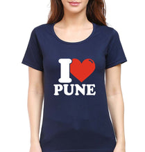 Load image into Gallery viewer, I Love Pune T-Shirt for Women-Navy Blue-Ektarfa.online
