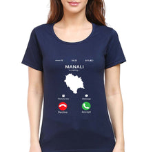 Load image into Gallery viewer, Manali Calling T-Shirt for Women-Navy Blue-Ektarfa.online
