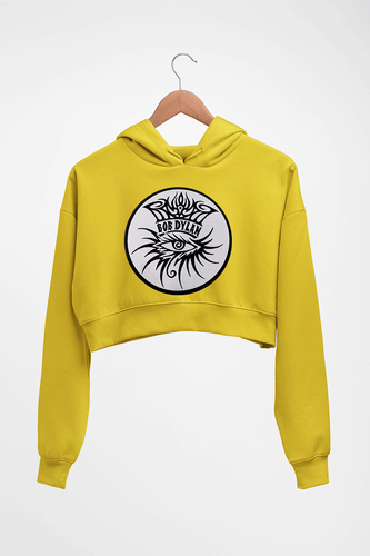Bob Dylan Crop HOODIE FOR WOMEN-Mustard Yellow-Ektarfa.online
