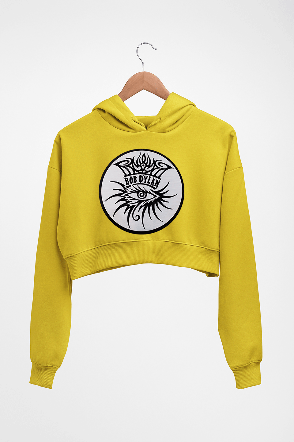 Bob Dylan Crop HOODIE FOR WOMEN-Mustard Yellow-Ektarfa.online