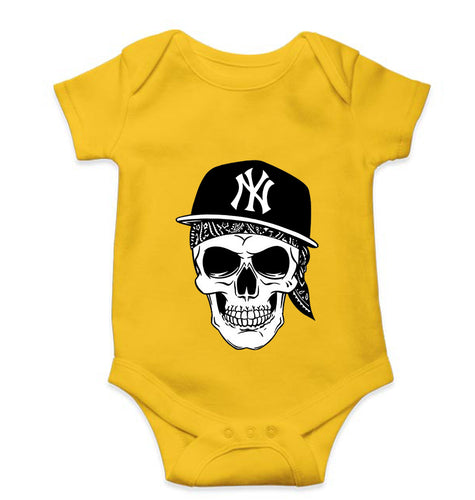 Hip Hop Skull NY Kids Romper For Baby Boy/Girl-0-5 Months(18 Inches)-Yellow-Ektarfa.online