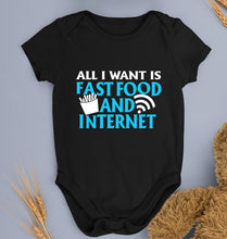 Load image into Gallery viewer, Fast Food and Internet Kids Romper For Baby Boy/Girl-Black-Ektarfa.online
