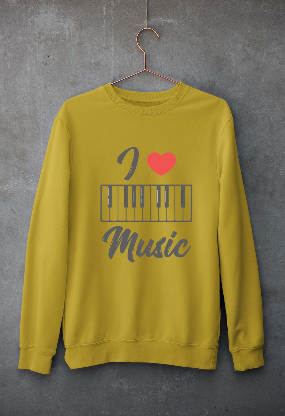 Love Music Piano Unisex Sweatshirt for Men/Women-Mustard Yellow-Ektarfa.online