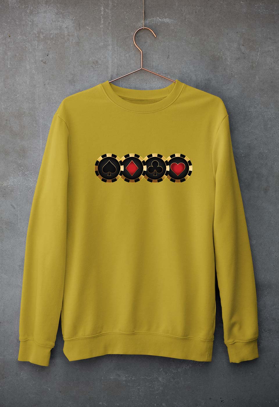 Poker Unisex Sweatshirt for Men/Women-Mustard Yellow-Ektarfa.online
