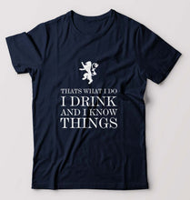 Load image into Gallery viewer, GOT Game of Thrones I Drink And Know Things T-Shirt for Men-Navy Blue-Ektarfa.online
