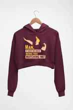 Load image into Gallery viewer, Johnny Bravo Crop HOODIE FOR WOMEN-Maroon-Ektarfa.online
