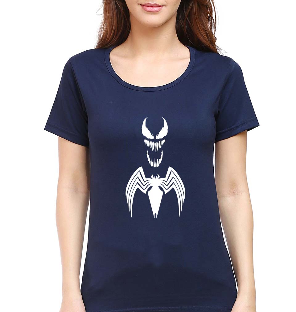 Venom Spiderman Superhero T-Shirt for Women-Navy Blue-Ektarfa.online