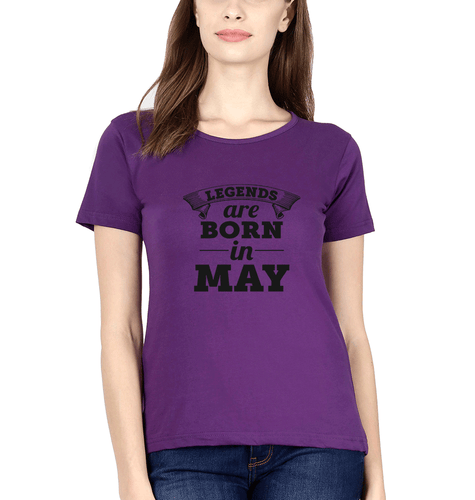 Legends are Born in May T-Shirt for Women-Purple-Ektarfa.online