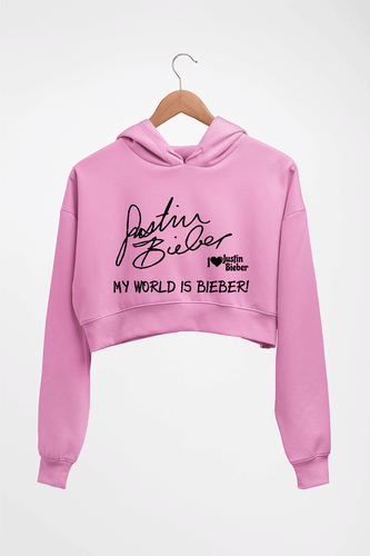 Justin Bieber Crop HOODIE FOR WOMEN-Light Baby Pink-Ektarfa.online