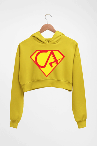 Chartered Accountants(CA) Crop HOODIE FOR WOMEN-Mustard Yellow-Ektarfa.online