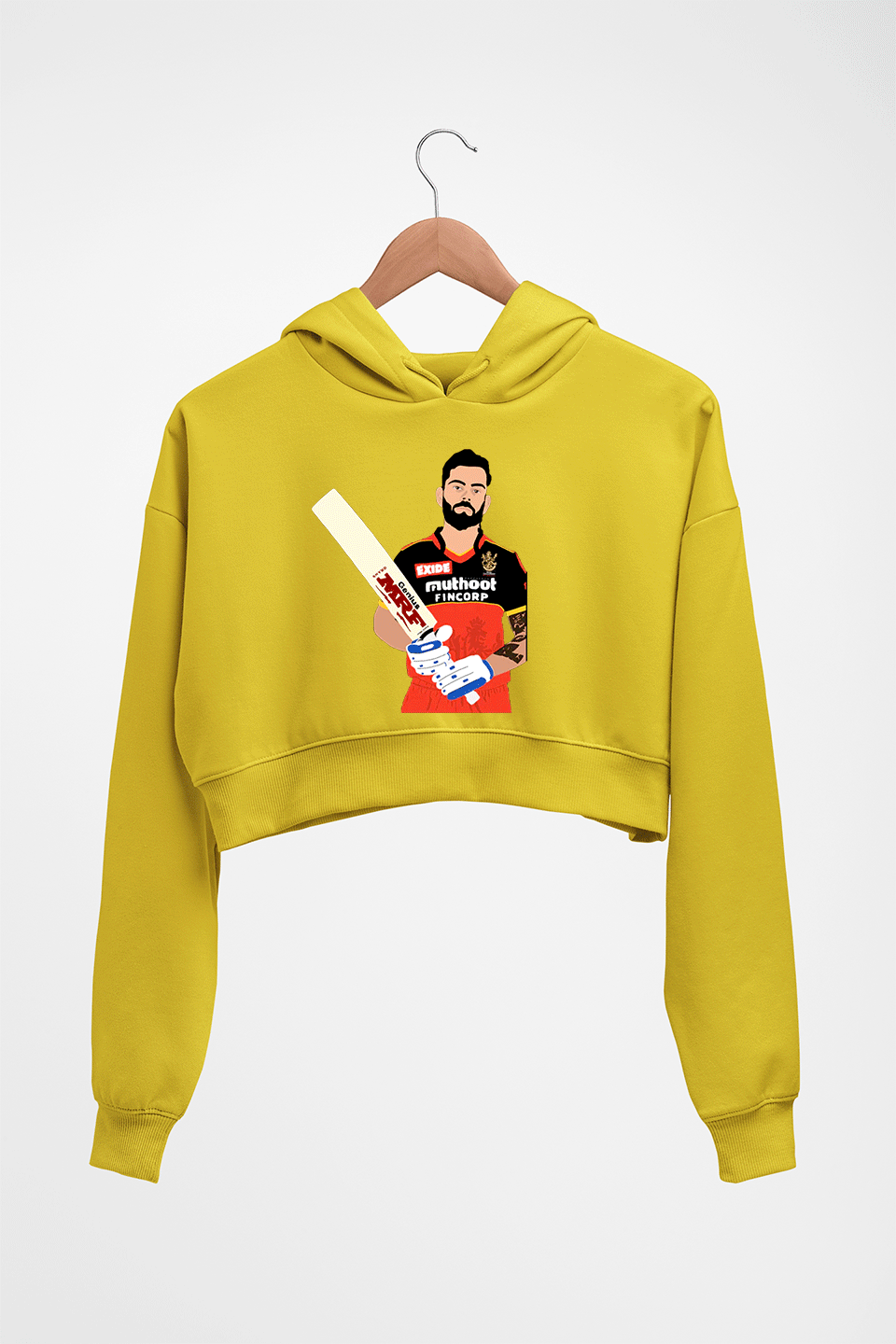 Virat Kohli Crop HOODIE FOR WOMEN-Mustard Yellow-Ektarfa.online