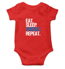 Load image into Gallery viewer, CRICKET Eat Sleep Cricket Repeat Kids Romper For Baby Boy/Girl-0-5 Months(18 Inches)-RED-Ektarfa.online
