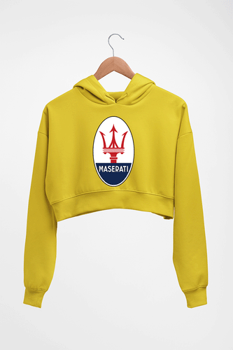 Maserati Crop HOODIE FOR WOMEN-Mustard Yellow-Ektarfa.online