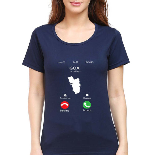 Goa Calling T-Shirt for Women-Navy Blue-Ektarfa.online
