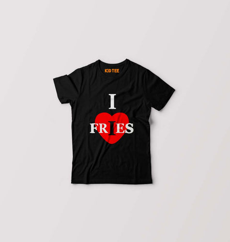 I Love Fries Kids T-Shirt for Boy/Girl-Black-Ektarfa.online