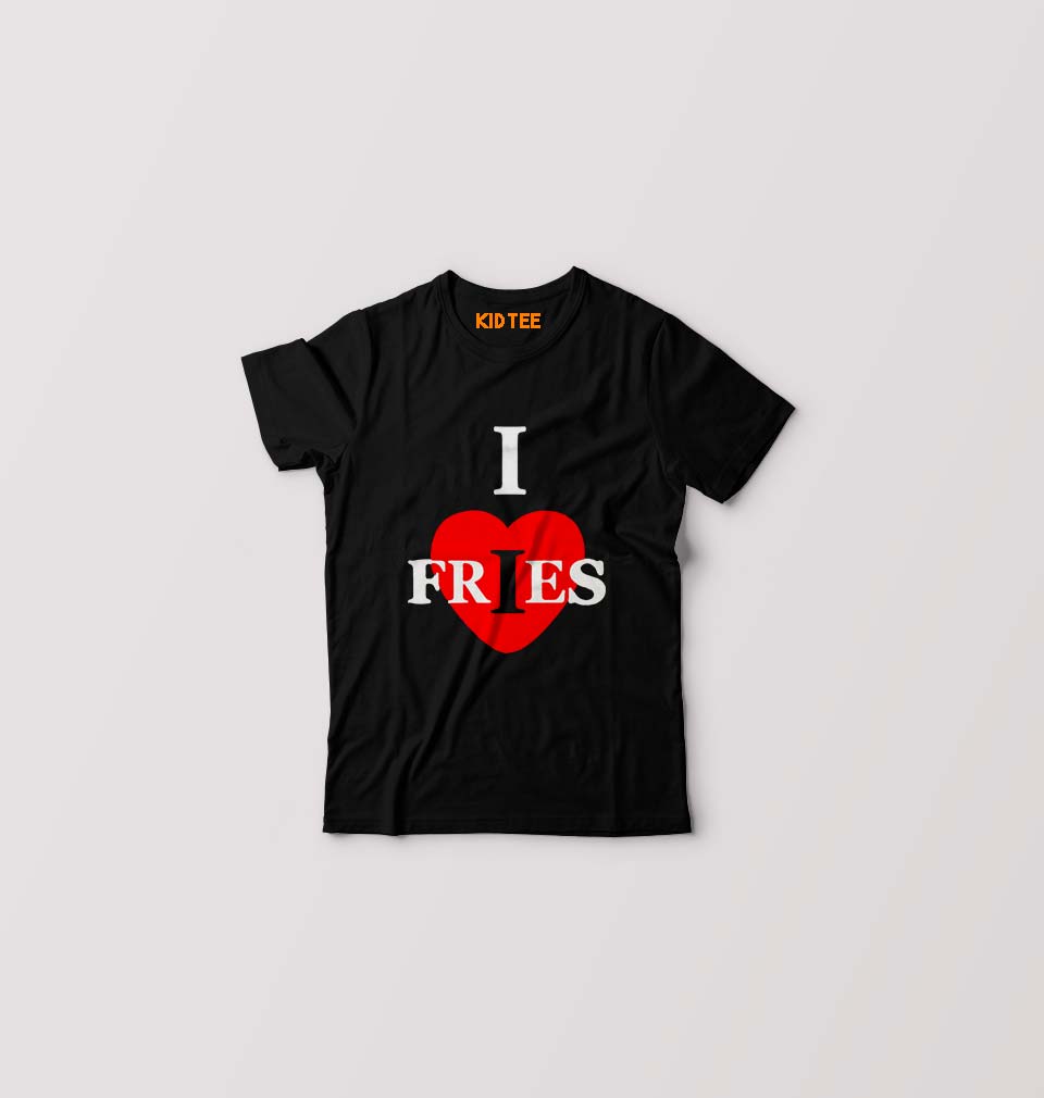 I Love Fries Kids T-Shirt for Boy/Girl-Black-Ektarfa.online