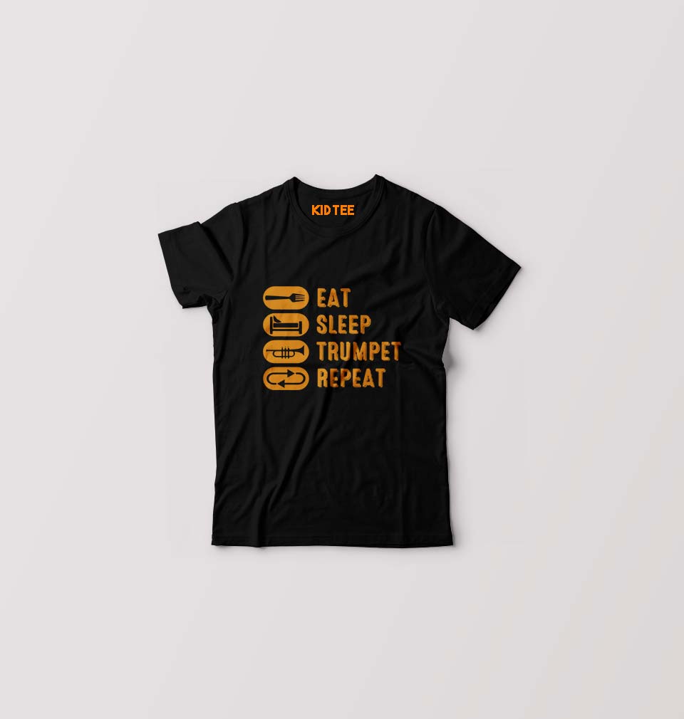 Trumpet Kids T-Shirt for Boy/Girl-Black-Ektarfa.online