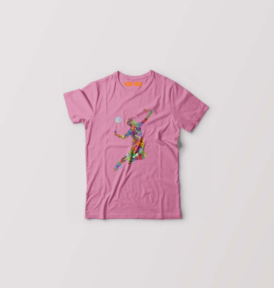 Badminton Kids T-Shirt for Boy/Girl-Pink-Ektarfa.online