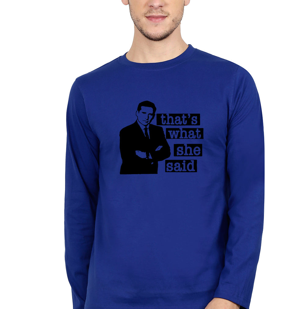 Michael Scott That's What She Said Full Sleeves T-Shirt for Men-Royal Blue-Ektarfa.online