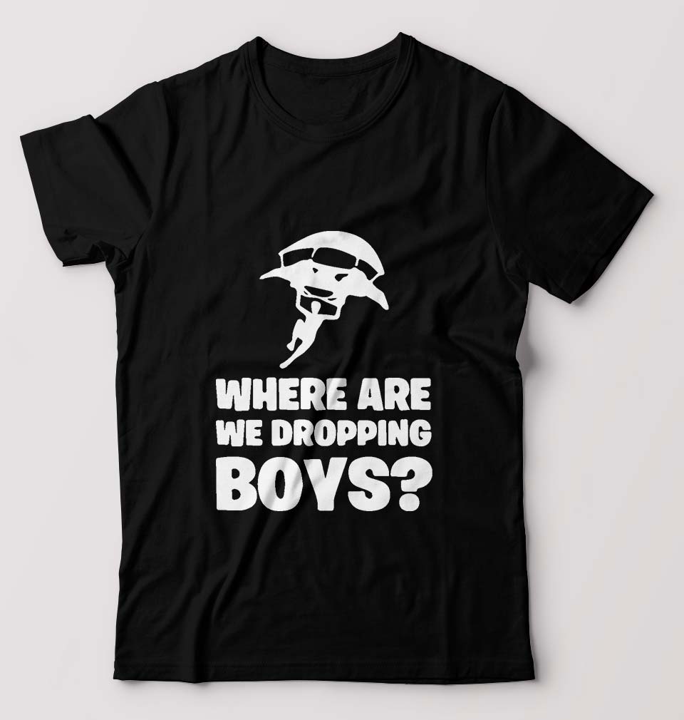 PUBG Where Are We Dropping Boys T-Shirt for Men-Black-Ektarfa.online