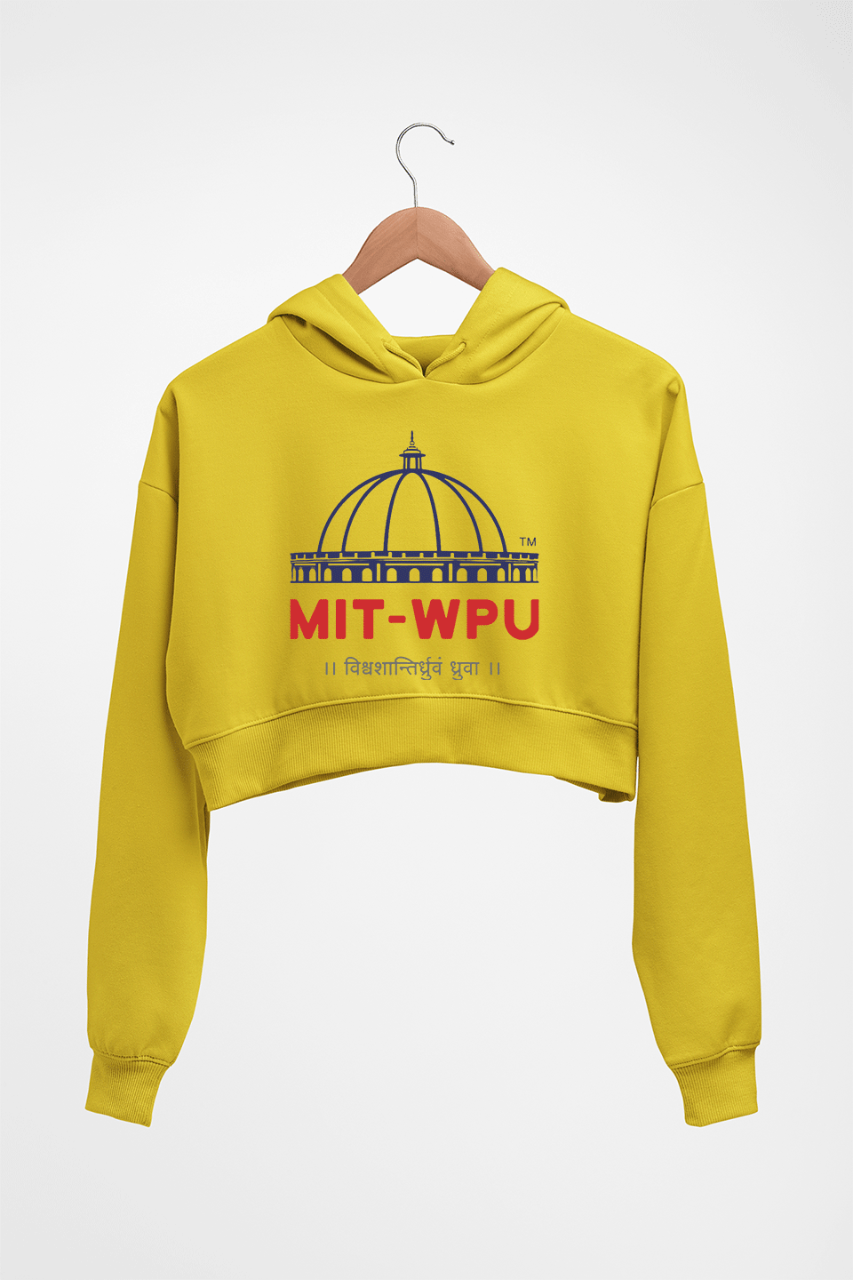 MIT World Peace University Crop HOODIE FOR WOMEN-Mustard Yellow-Ektarfa.online