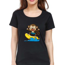Load image into Gallery viewer, Monkey Banana T-Shirt for Women-Black-Ektarfa.online
