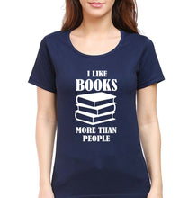 Load image into Gallery viewer, Like Books T-Shirt for Women-Navy Blue-Ektarfa.online
