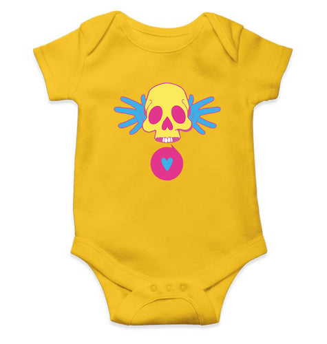 Cartoon Skull Kids Romper For Baby Boy/Girl-0-5 Months(18 Inches)-Yellow-Ektarfa.online