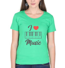 Load image into Gallery viewer, Love Music Piano T-Shirt for Women-Flag Green-Ektarfa.online
