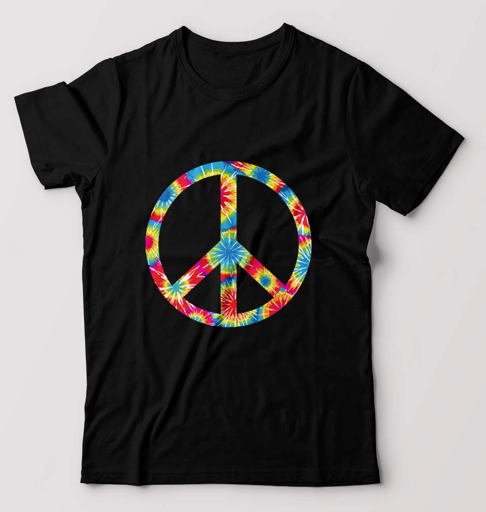 Trippy Psychedelic Peace T-Shirt for Men-Black-Ektarfa.online
