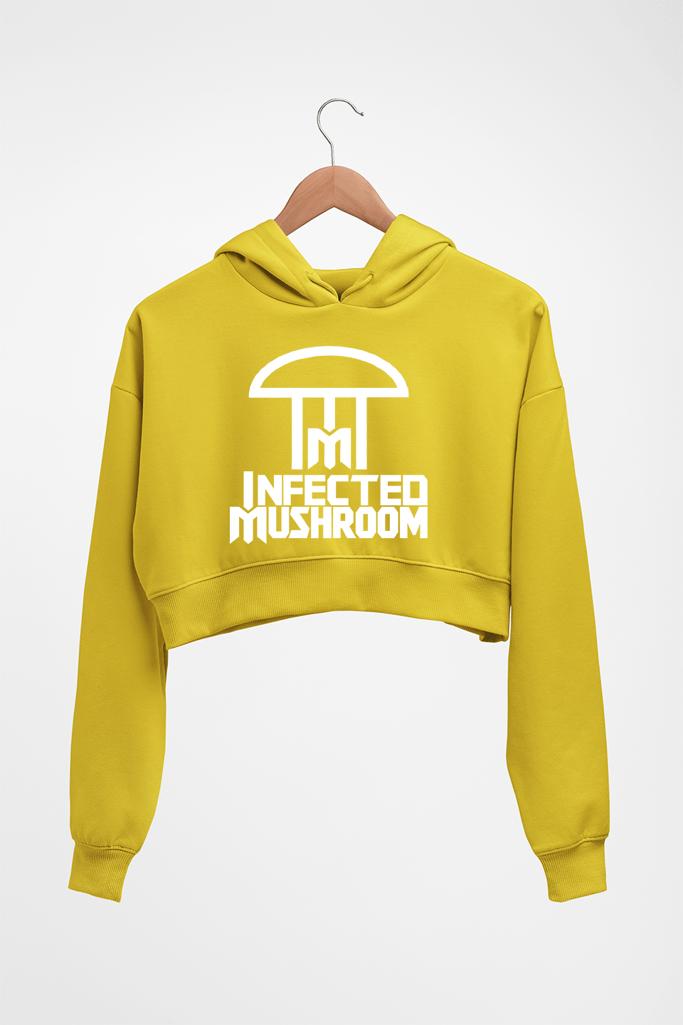 Infected Mushroom Crop HOODIE FOR WOMEN-Mustard Yellow-Ektarfa.online