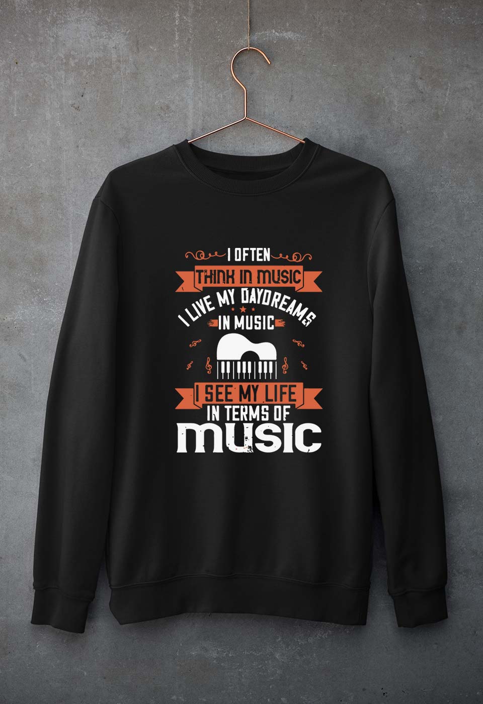 Music Unisex Sweatshirt for Men/Women-Black-Ektarfa.online