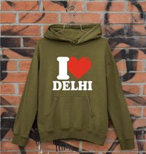 Load image into Gallery viewer, I Love Delhi Unisex Hoodie for Men/Women-Olive Green-Ektarfa.online
