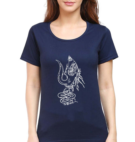 Mahakal Mahadev Bholenath Shiva Shivji T-Shirt for Women-Navy Blue-Ektarfa.online