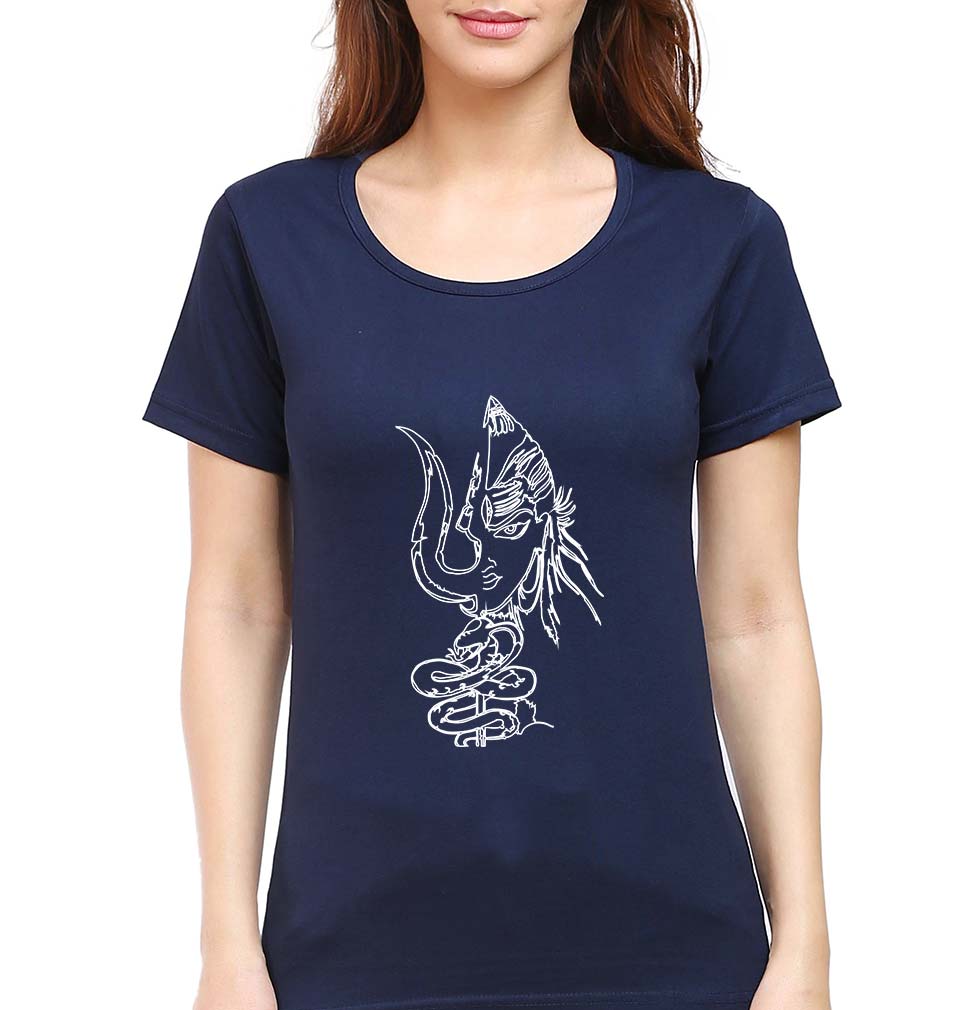 Mahakal Mahadev Bholenath Shiva Shivji T-Shirt for Women-Navy Blue-Ektarfa.online