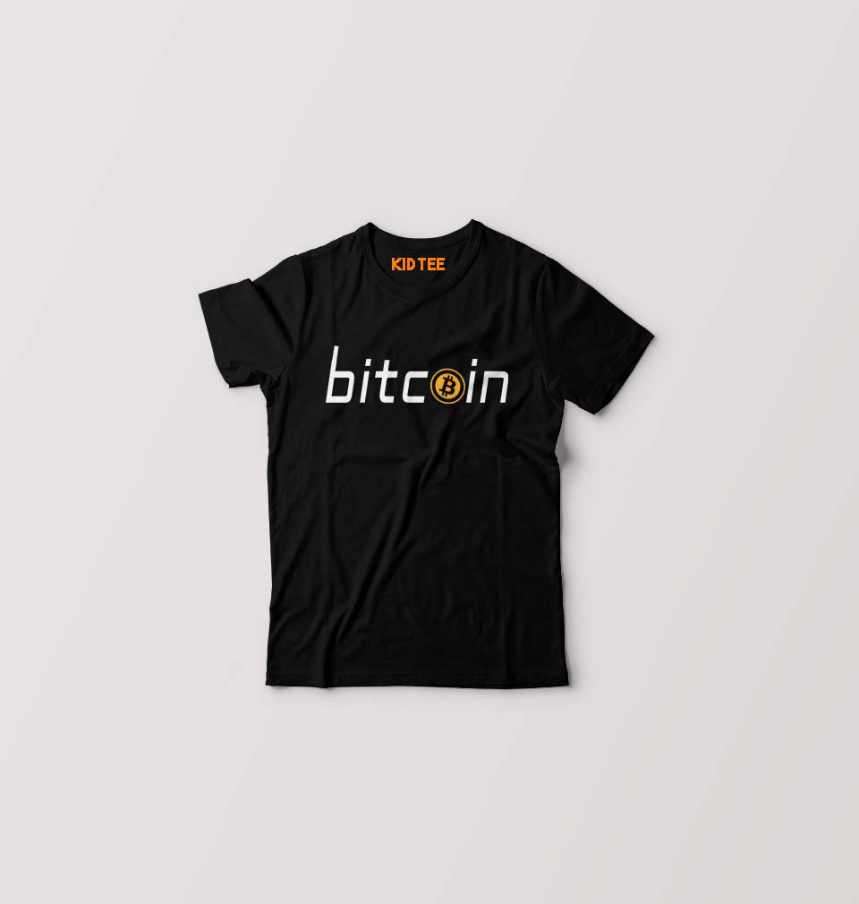 Cryptocurrency Bitcoin Kids T-Shirt for Boy/Girl-Black-Ektarfa.online