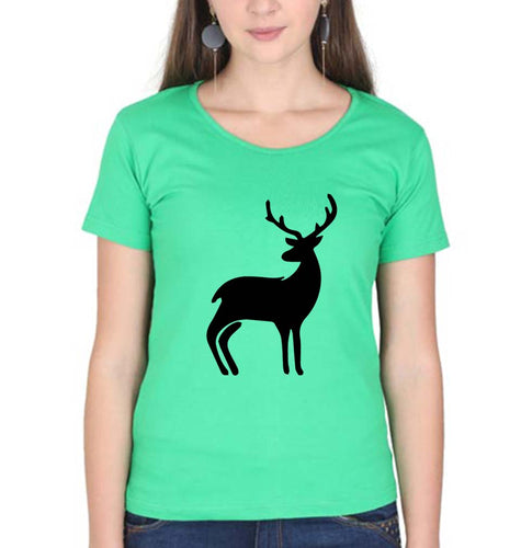 Deer T-Shirt for Women-Flag Green-Ektarfa.online