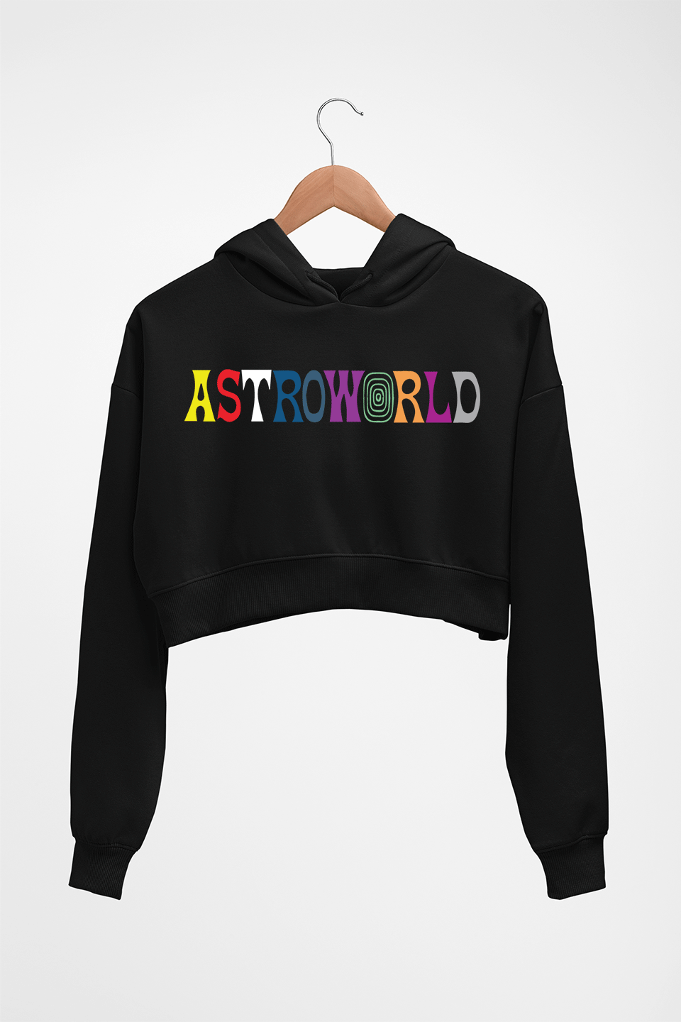 Astroworld Travis Scott Crop HOODIE FOR WOMEN-Black-Ektarfa.online