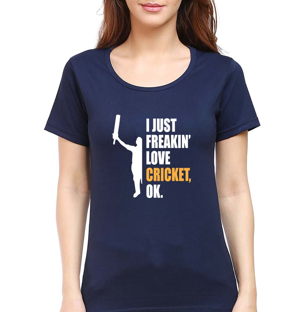 Love Cricket T-Shirt for Women-Navy Blue-Ektarfa.online
