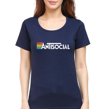 Load image into Gallery viewer, AntiSocial T-Shirt for Women-Navy Blue-Ektarfa.online
