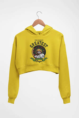 Casino Player Crop HOODIE FOR WOMEN-Mustard Yellow-Ektarfa.online