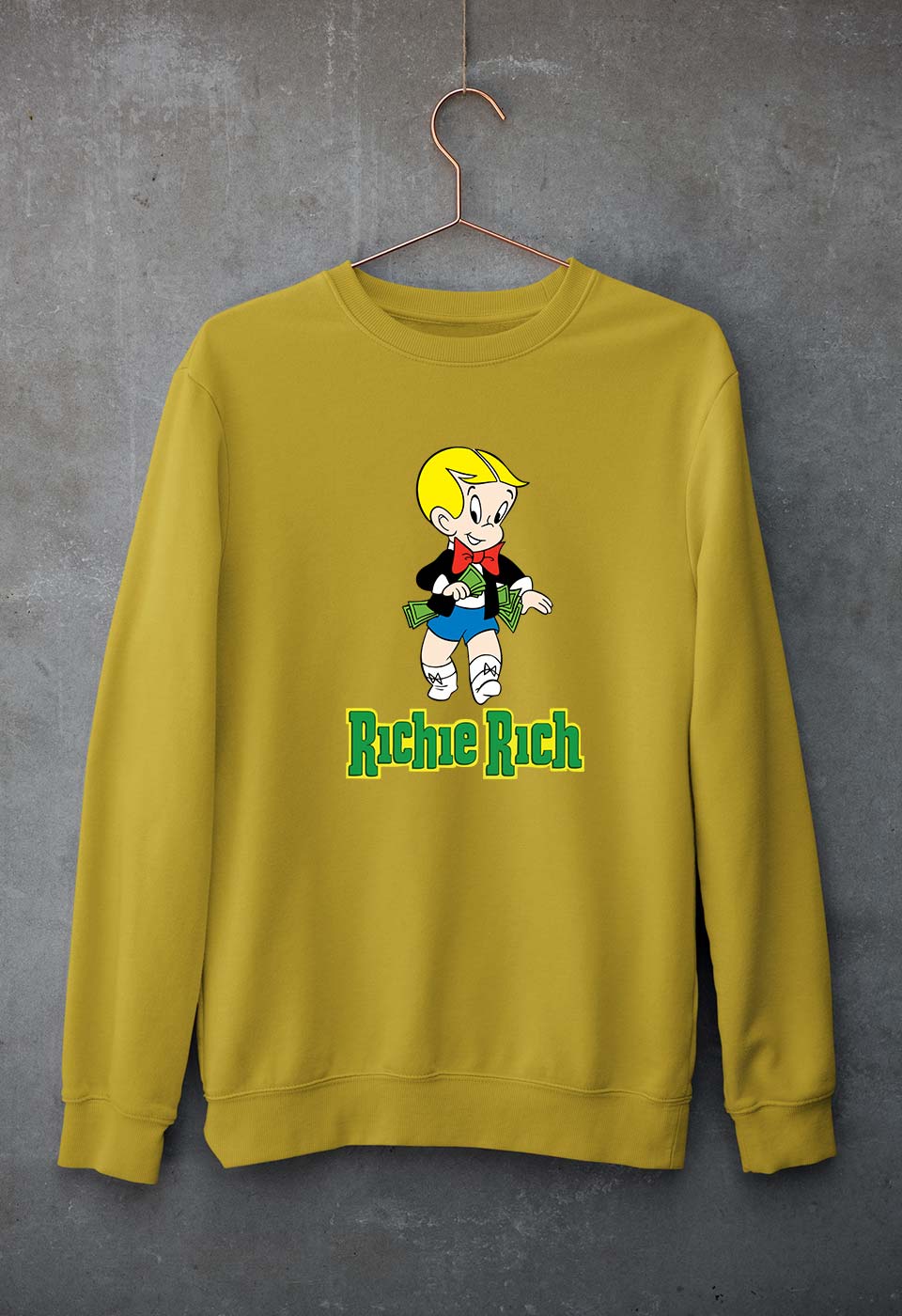 Richie Rich Unisex Sweatshirt for Men/Women-Mustard Yellow-Ektarfa.online